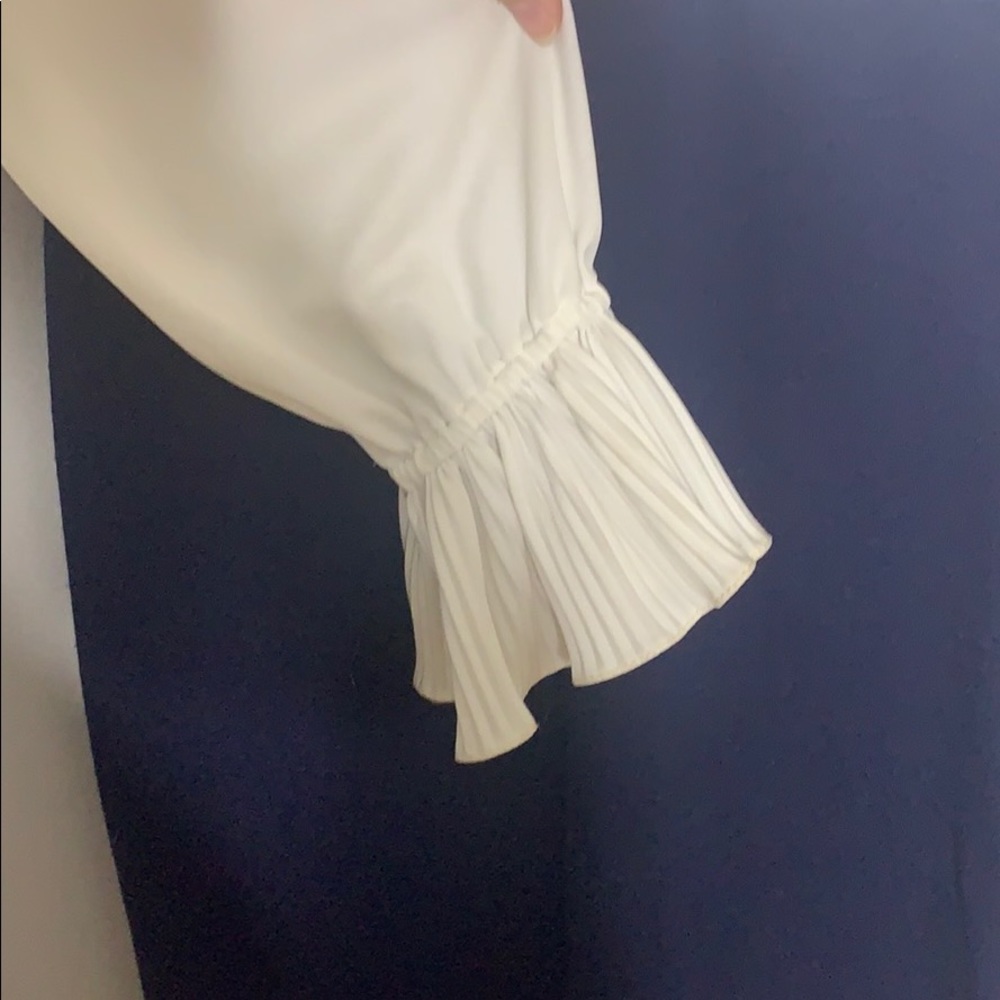 Vintage Navy & White Ruffle Dress Stretch S/M - Picture 3 of 10